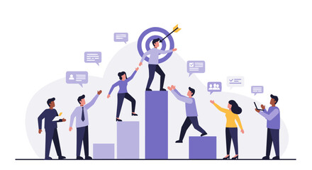 Collaborative teamwork and leadership concept for business success illustration vector illustration