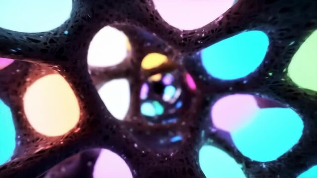 Animated metamaterial lattice with morphing surfaces and shifting colors