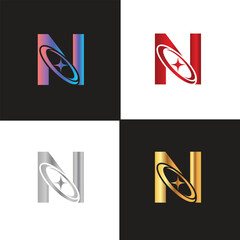 Letter N logo, N logo, AI logo set, modern and minimal design, tech-inspired, colorful icons and symbols, suitable for artificial intelligence, innovation, branding, startups, and digital identity.