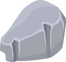 Cartoon representation of a gray rock with irregular surface and cracks, suitable for educational nature projects, game assets, or illustrations depicting geological formations