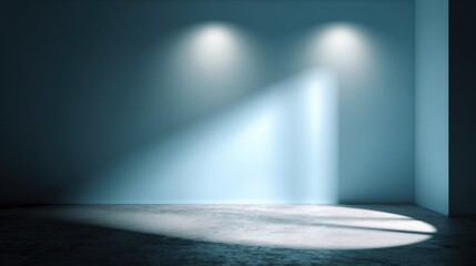 Obraz premium Brightly Lit Empty Room with Spotlights Creating Circular Shadows on Floor