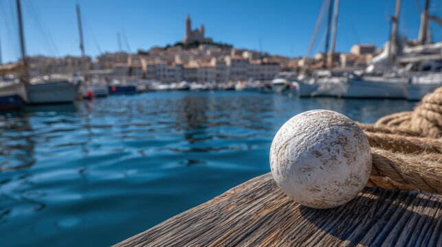 Bright sunny day at the marina with boats and historic castle in the background