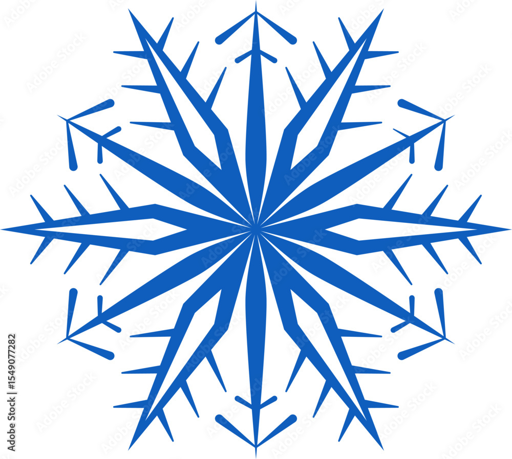 Poster blue snowflake with sharp edges and intricate details creating a beautiful and festive winter design