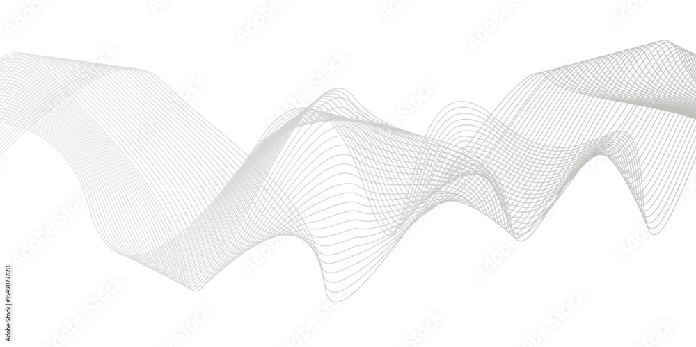 Poster abstract gray smooth waves on a white background. beautiful white and gray super vector waves of dif