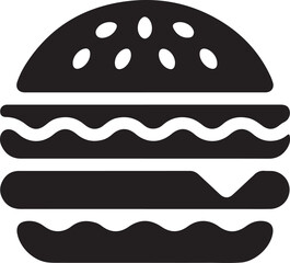 Minimal solid hamburger icon for modern fast food branding