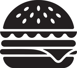 Flat minimalist fast food burger glyph in filled style