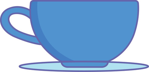 Blue Teacup and Saucer minimalist vector