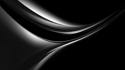 Abstract black and silver flowing curves with smooth glossy surface design