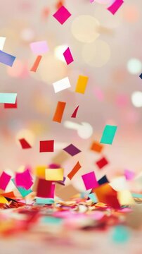 Bright confetti fills the air, creating a festive atmosphere during a celebration.