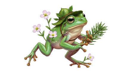 Isolated Smiling Frog with Hat