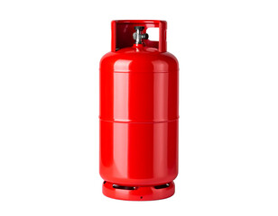 Red gas cylinder isolated on white, fuel tank for energy storage.