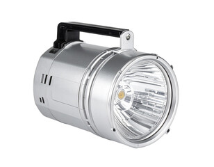 Searchlight isolated on white, powerful portable lighting tool.