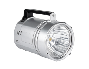 Searchlight isolated on white, powerful portable lighting tool.
