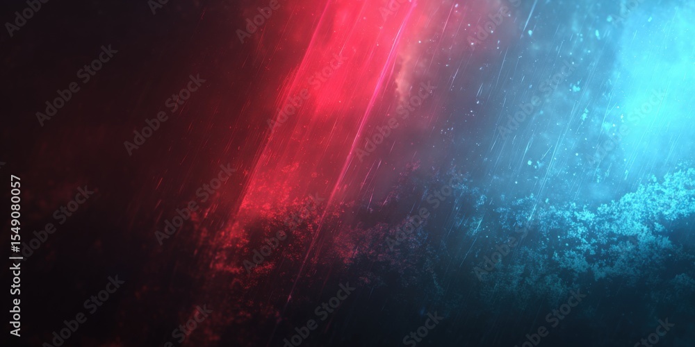 Poster vibrant abstract background with red and blue light streaks and particles