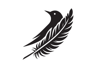 Fototapeta premium Bird Feather Silhouette Vector Illustration
