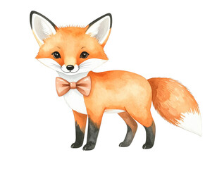 Obraz premium Fox in a bow tie, charming wildlife portrait of dapper fox with bow tie dashing