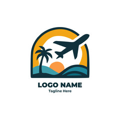Travel logo design for tourism business identity, airplane and destination symbol, creative journey vector for modern trip company branding and vacation emblem logo