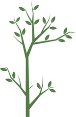 Minimal Green Tree with Leaves vector art.