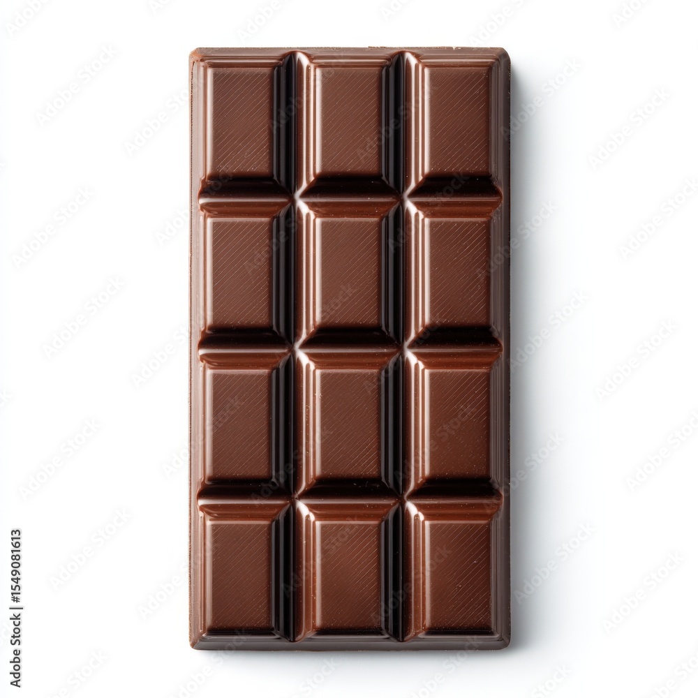 Poster long rectangular milk chocolate bar with glossy smooth surface and detailed edges