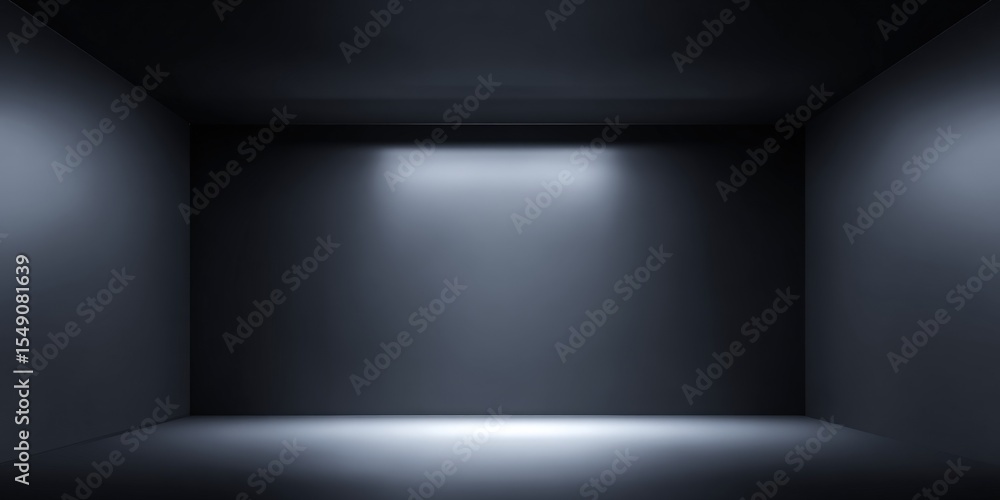 Poster modern minimalistic dark room with soft overhead lighting and clean walls