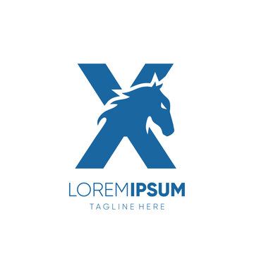 Letter X Initial Horse Logo Design Vector Icon Graphic Emblem Symbol Image Illustration 
