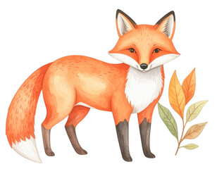 Obraz premium Captivating wildlife photography, red fox with autumn leaf in mouth a stunning display of nature's beauty