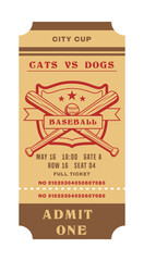 A beautiful Vintage Baseball Ticket Graphic Design showcasing a rich sports history