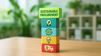 Sustainable procurement concept showing responsible sourcing supply chain ethics and green business operations