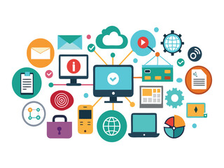 Global network technology concept illustration isolated on white background
