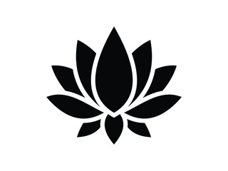 Spiritual and peaceful lotus symbol in black silhouette, representing purity and enlightenment. Perfect for yoga and zen-themed art.