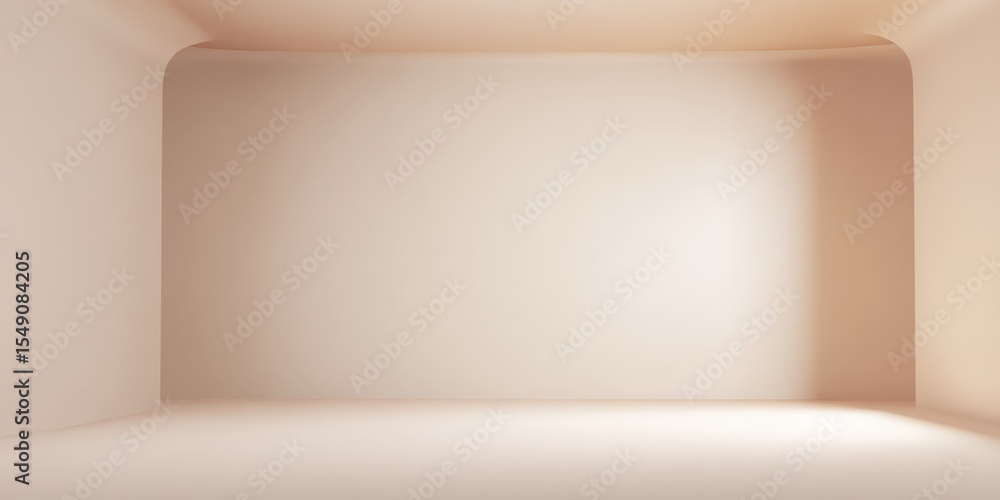 Poster minimalist empty room with curved ceiling and soft warm lighting interior design