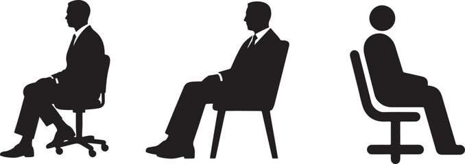 Silhouette of businessman sitting in chair