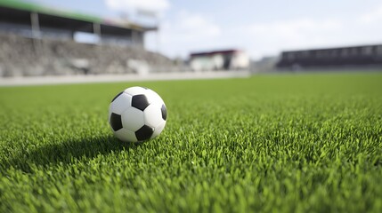 Fototapeta premium A traditional soccer ball on green grass, symbolizing the essence of the beautiful game.