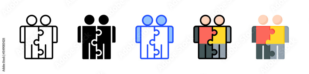 Poster synergy icon collection with multiple styles