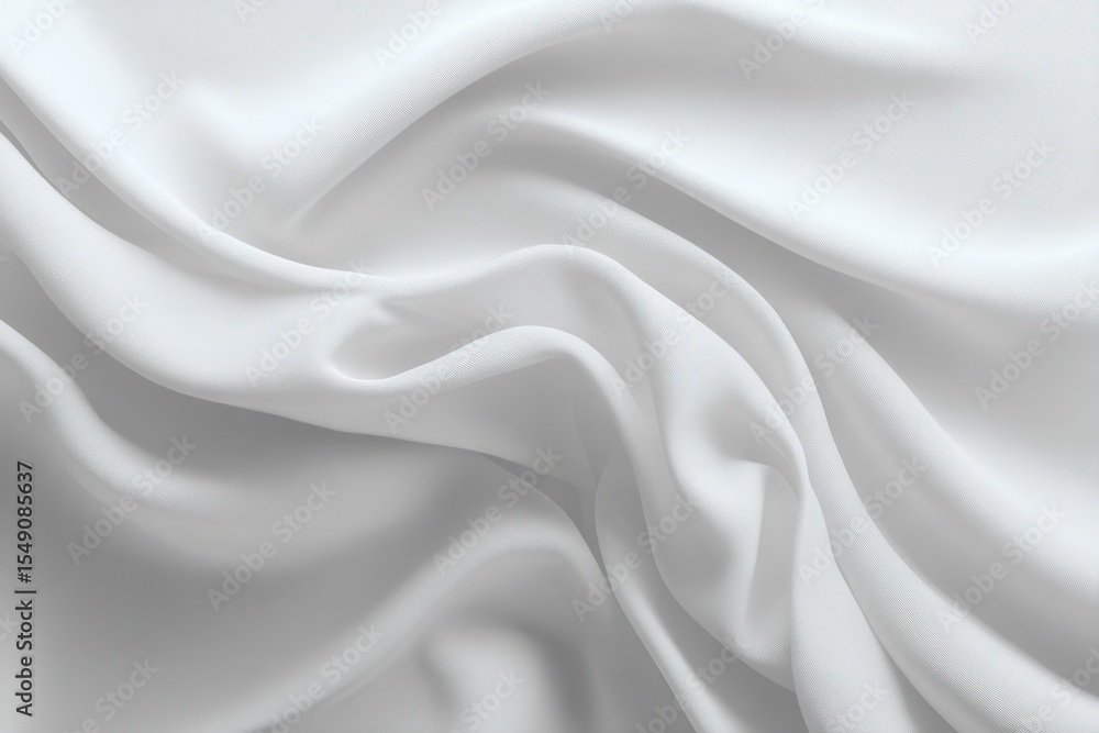 Poster smooth white satin fabric with soft elegant drapes and gentle flowing folds