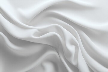 Fototapeta premium Smooth White Satin Fabric with Soft Elegant Drapes and Gentle Flowing Folds