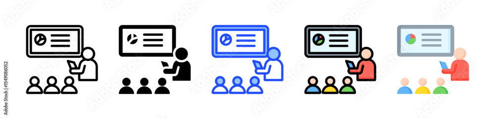 Poster facilitation icon collection with multiple styles