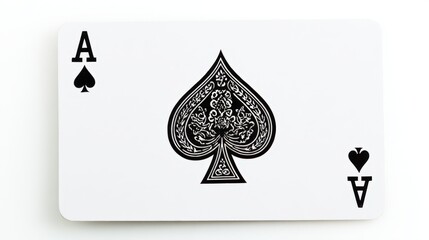 Ace of Spades playing card with ornate black detailed spade symbol on white background