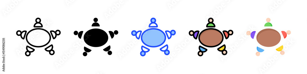 Poster meeting icon collection with multiple styles