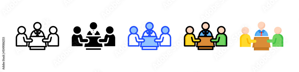 Poster discussion icon collection with multiple styles