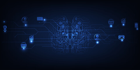 Vector illustrations of ai automated affiliate marketing business strategy.