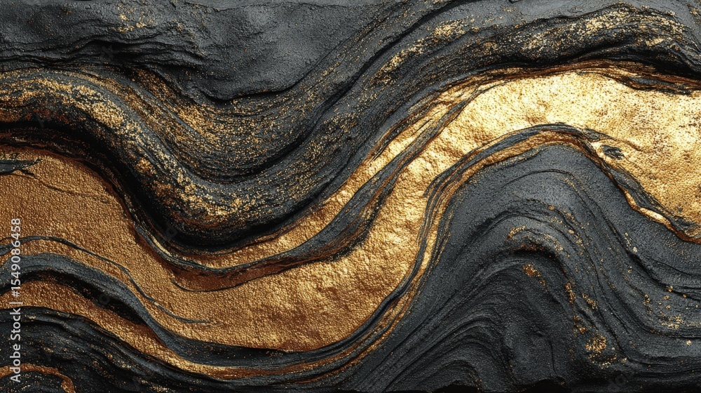 Poster abstract flowing black and gold marble texture background with detailed pattern