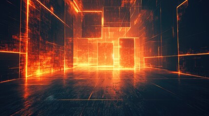  Futuristic digital environment virtual space 3d visualization neon lighting abstract concept