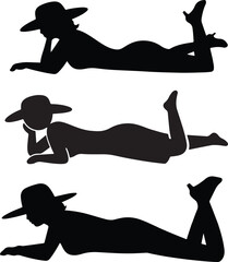 Two Silhouettes of a Woman Relaxing in a Summer Setting