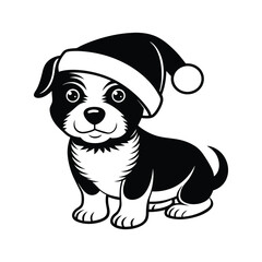  Puppy with cap silhouette vector illustration
