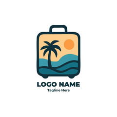 Travel logo for branding tourism agency and trip company identity, airplane vector graphic, vacation emblem, journey logo design for modern global travel business