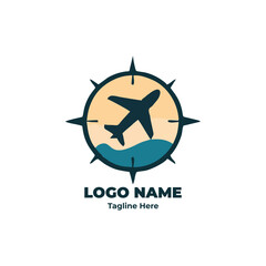 Travel company logo design for tourism branding, destination vector symbol, airplane icon for vacation logo, modern travel brand identity, journey and trip graphic emblem