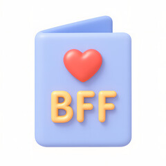3D Best Friend Forever Greeting Card Icon on a White Background