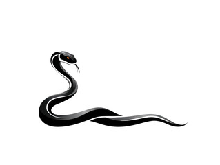 Obraz premium Intriguing closeup, black snake with piercing golden eyes in the wild a
