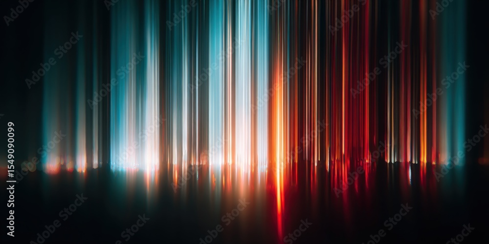 Poster Long Exposure Light Trails Creating Vibrant Color Spectrum in Abstract Scene